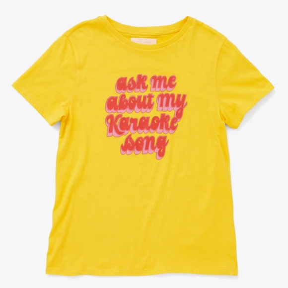 ban.do Sunshine Yellow Karaoke Song Short Sleeve Tee Size Small - Picture 1 of 4